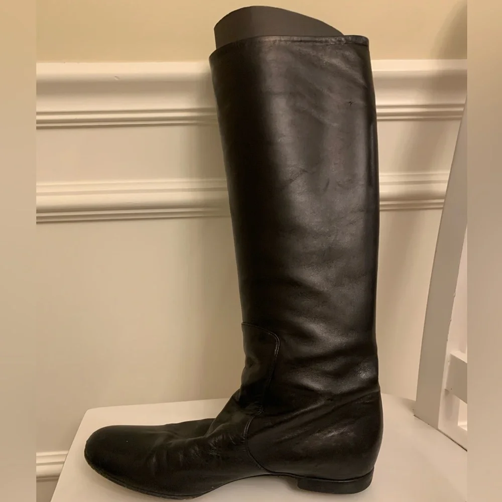 giuseppe zanotti NERO boots Tall flat black leather Size 40